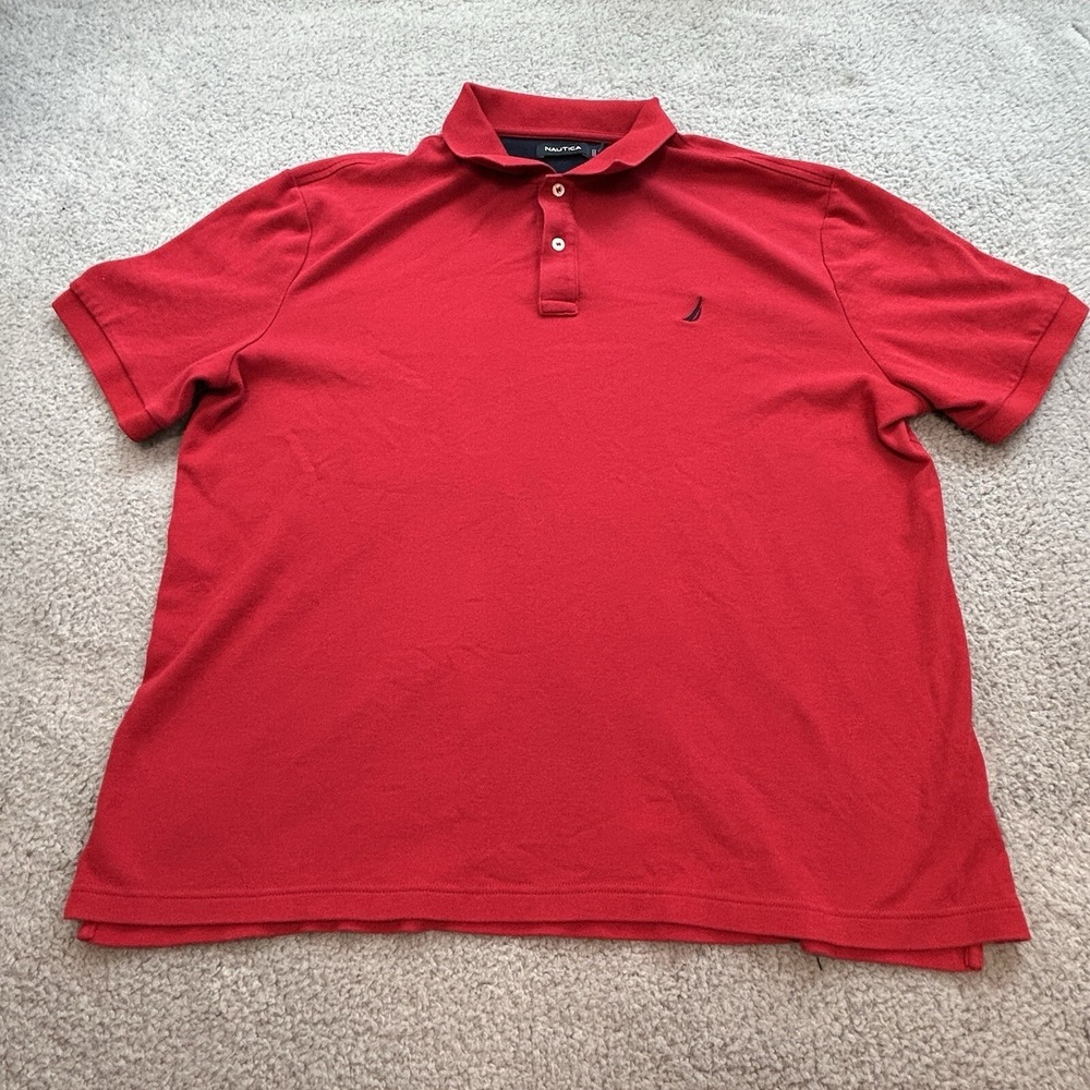 Nautica Polo Shirt Men  2XL Red Classic Fit Short Sleeve Solid‎ Deck Adult